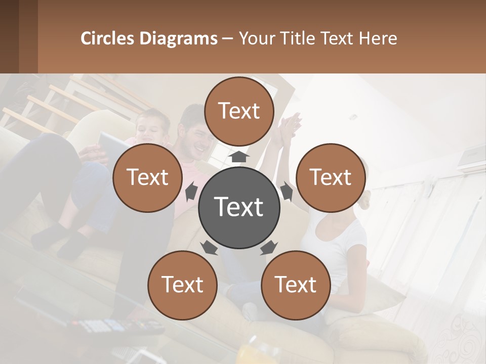 A Man And Woman Sitting On A Couch With A Child PowerPoint Template