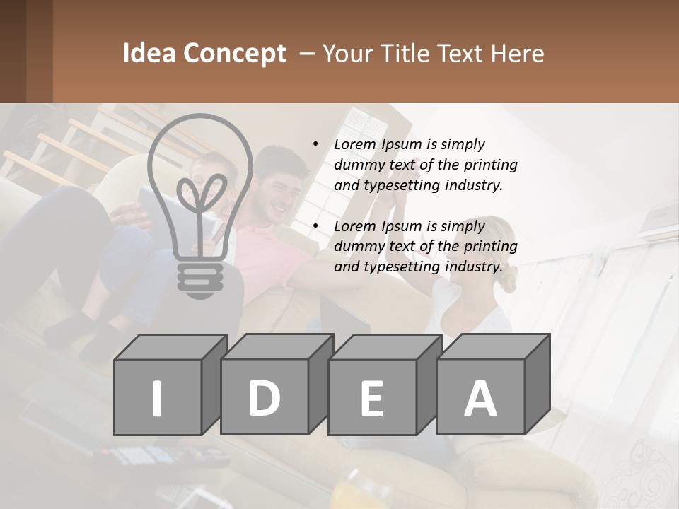 A Man And Woman Sitting On A Couch With A Child PowerPoint Template