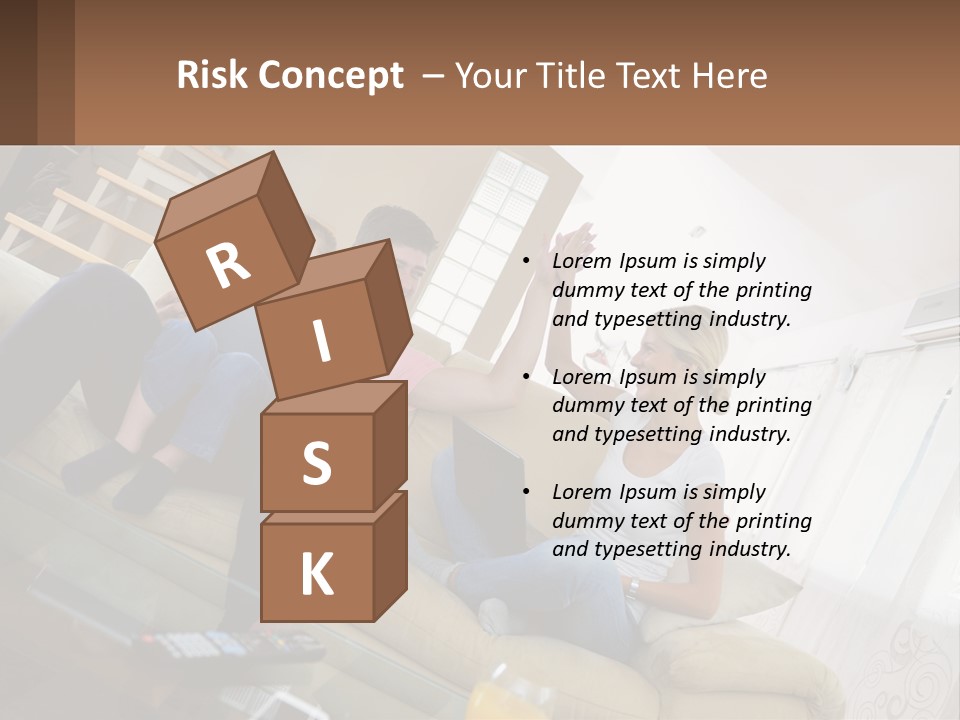 A Man And Woman Sitting On A Couch With A Child PowerPoint Template