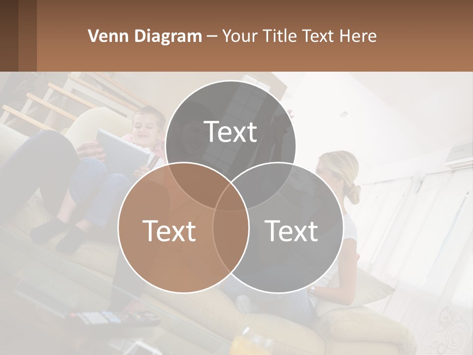 A Man And Woman Sitting On A Couch With A Child PowerPoint Template