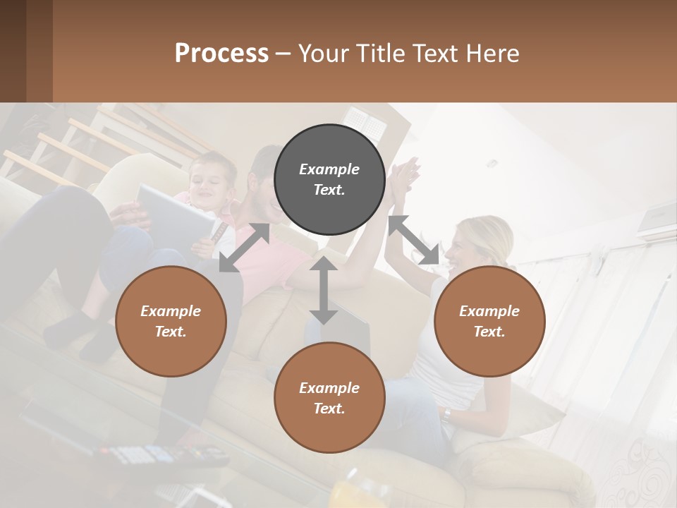 A Man And Woman Sitting On A Couch With A Child PowerPoint Template