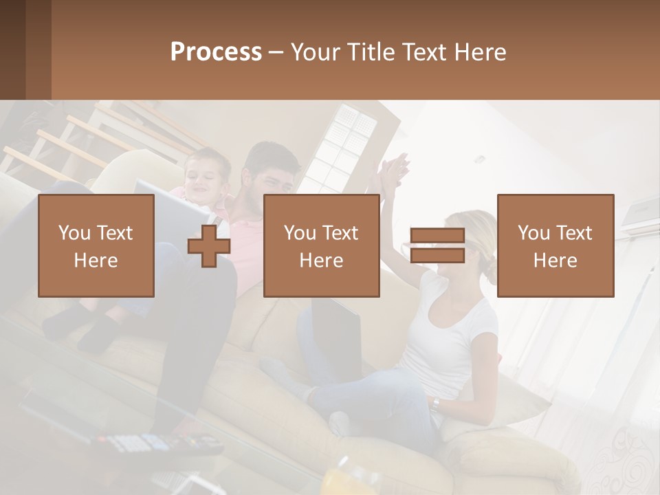 A Man And Woman Sitting On A Couch With A Child PowerPoint Template