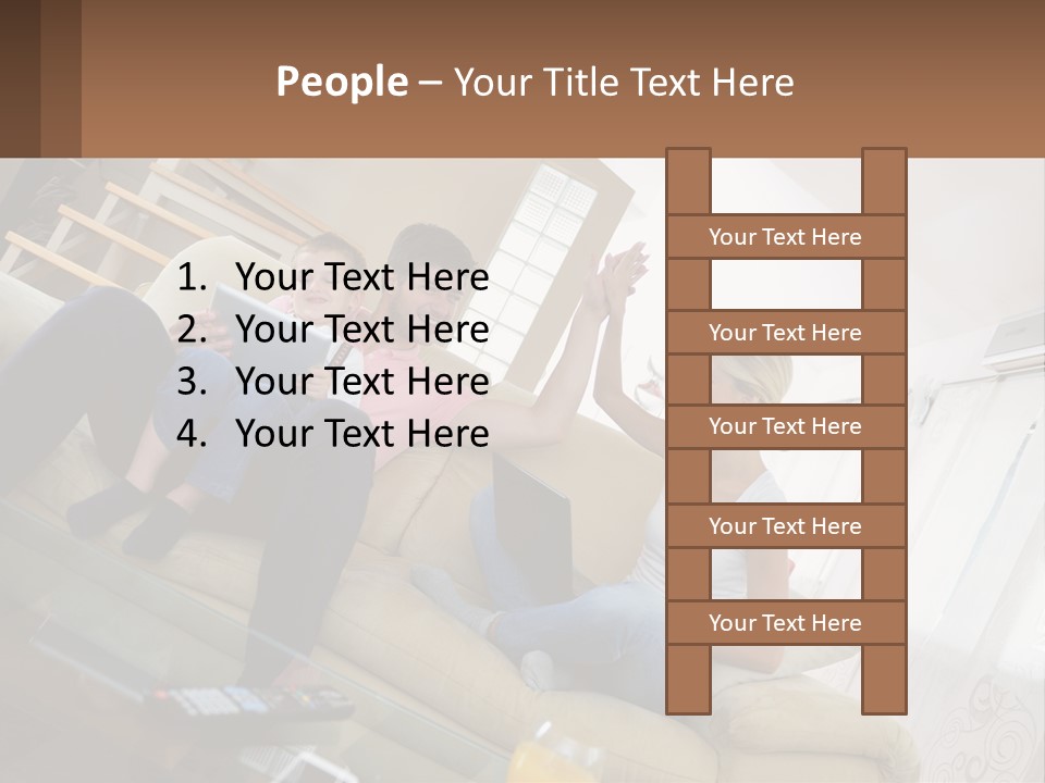 A Man And Woman Sitting On A Couch With A Child PowerPoint Template