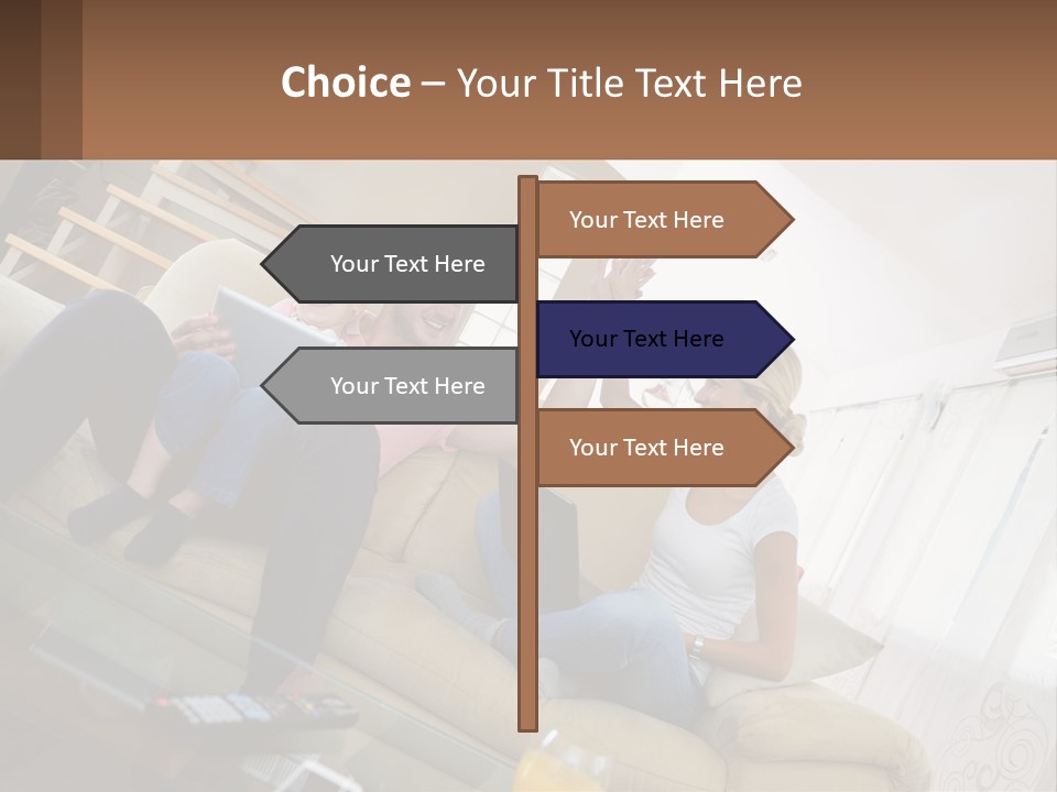 A Man And Woman Sitting On A Couch With A Child PowerPoint Template