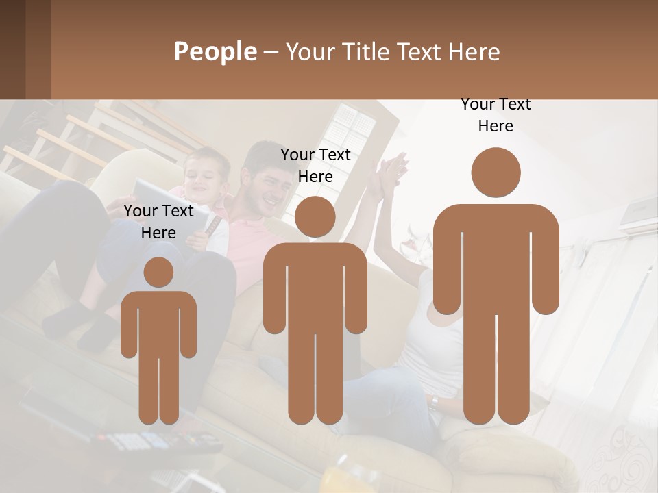 A Man And Woman Sitting On A Couch With A Child PowerPoint Template