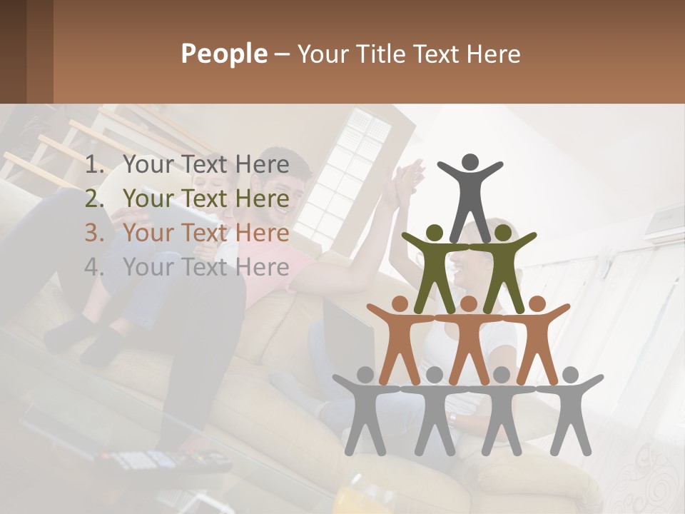 A Man And Woman Sitting On A Couch With A Child PowerPoint Template