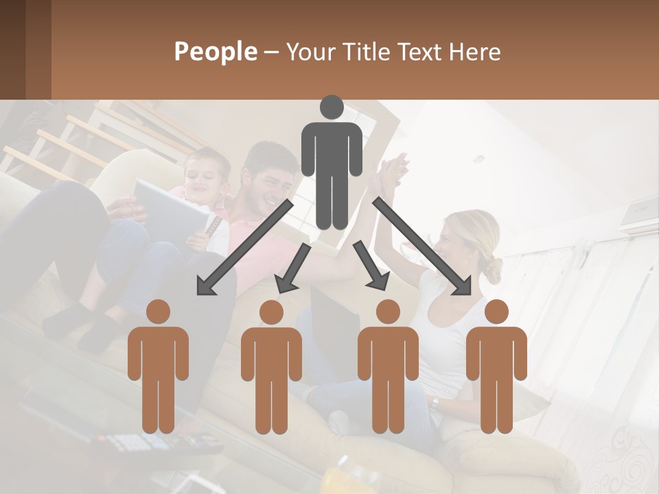 A Man And Woman Sitting On A Couch With A Child PowerPoint Template