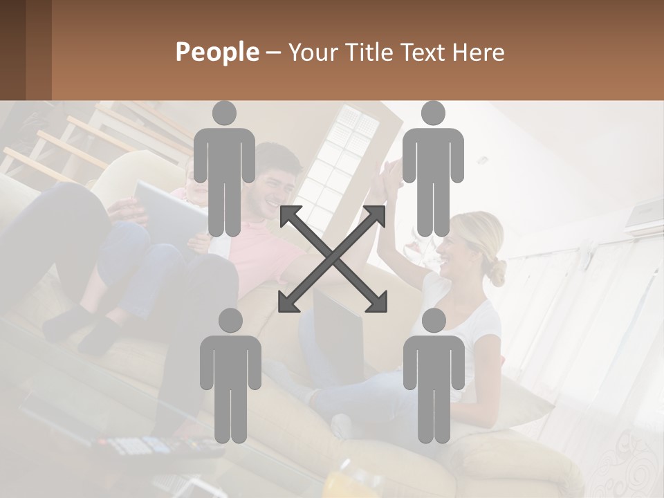 A Man And Woman Sitting On A Couch With A Child PowerPoint Template