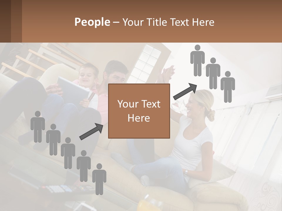 A Man And Woman Sitting On A Couch With A Child PowerPoint Template