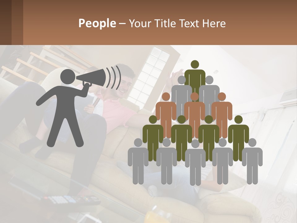 A Man And Woman Sitting On A Couch With A Child PowerPoint Template