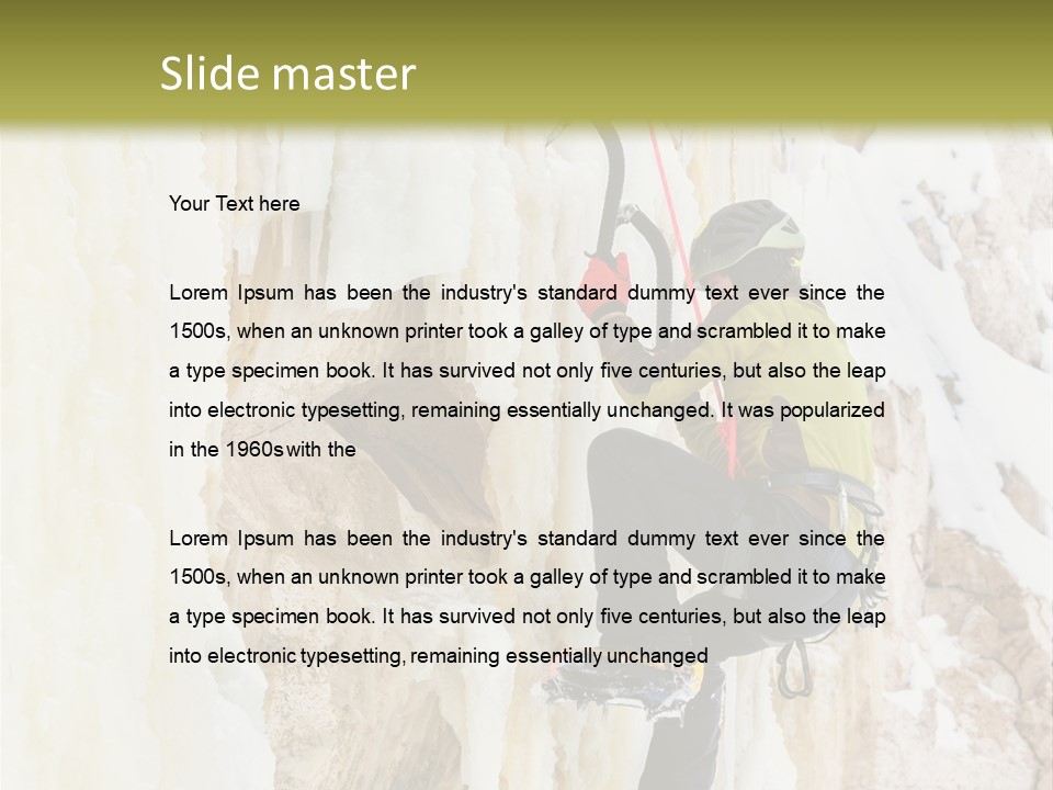A Man Climbing Up The Side Of A Mountain PowerPoint Template