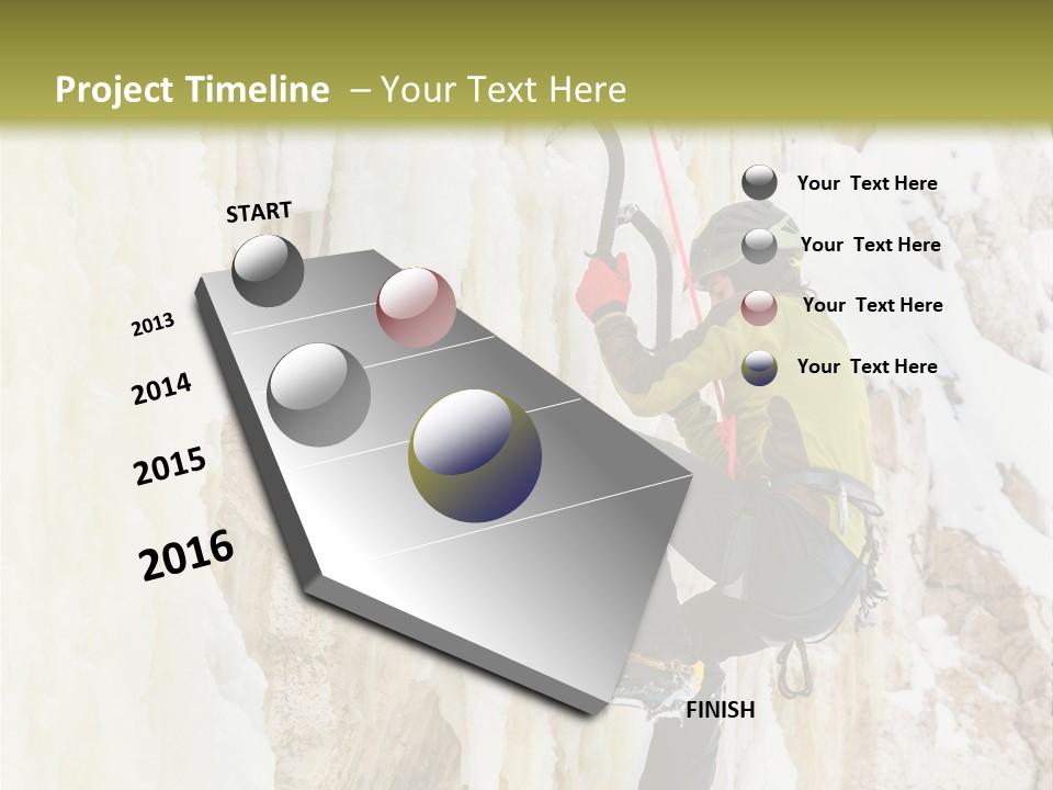 A Man Climbing Up The Side Of A Mountain PowerPoint Template