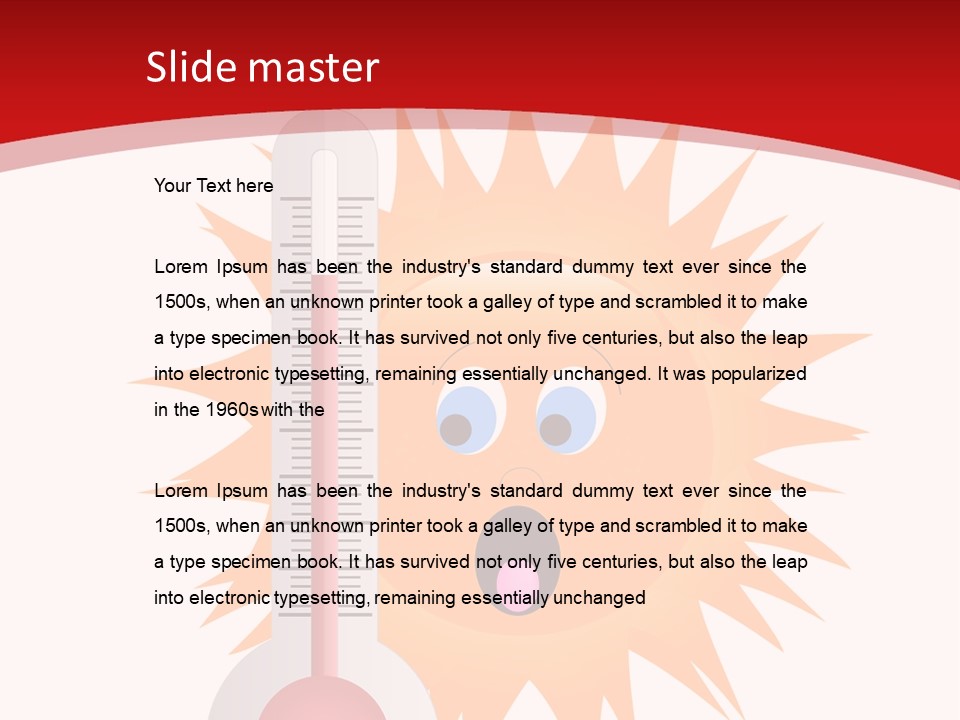 A Thermometer With A Surprised Sun On It PowerPoint Template
