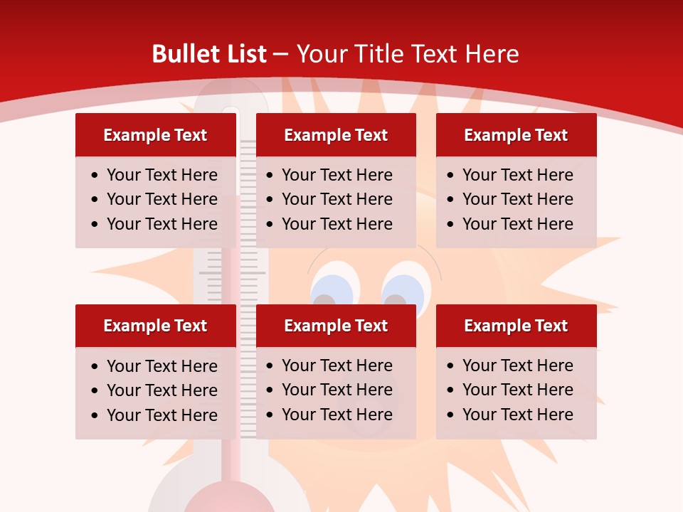 A Thermometer With A Surprised Sun On It PowerPoint Template