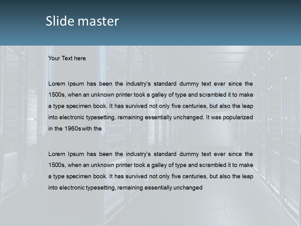 A Server Room With Rows Of Servers In It PowerPoint Template