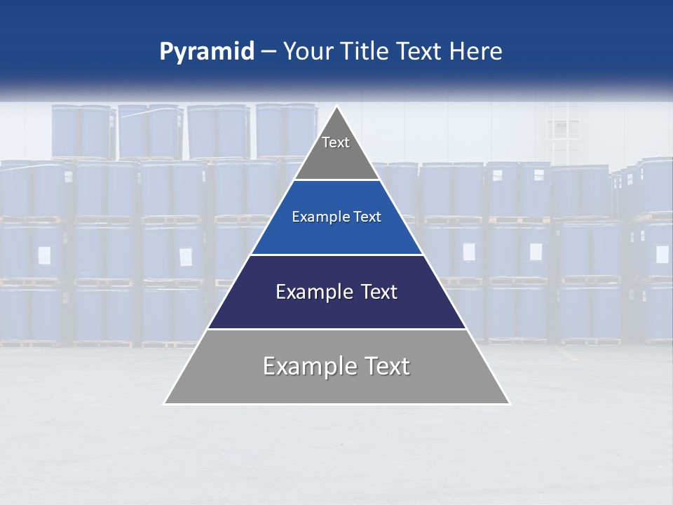 A Large Stack Of Blue Barrels In A Warehouse PowerPoint Template