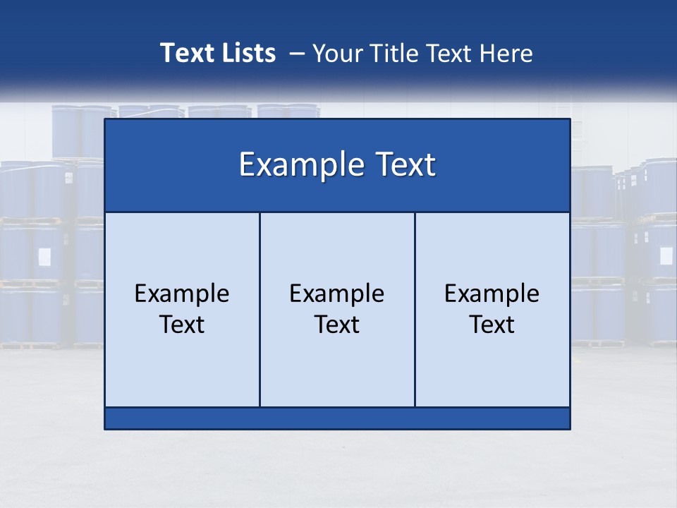 A Large Stack Of Blue Barrels In A Warehouse PowerPoint Template