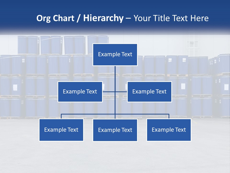 A Large Stack Of Blue Barrels In A Warehouse PowerPoint Template