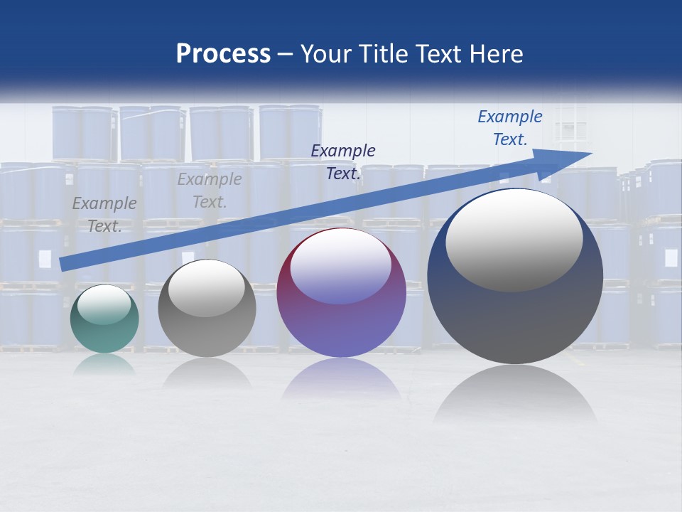 A Large Stack Of Blue Barrels In A Warehouse PowerPoint Template