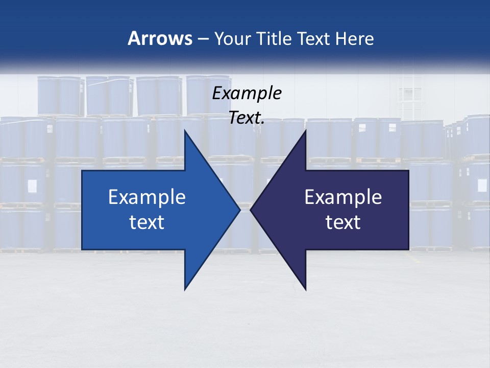A Large Stack Of Blue Barrels In A Warehouse PowerPoint Template