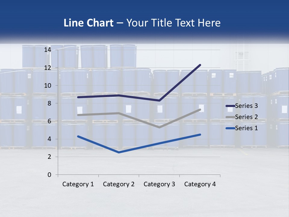A Large Stack Of Blue Barrels In A Warehouse PowerPoint Template
