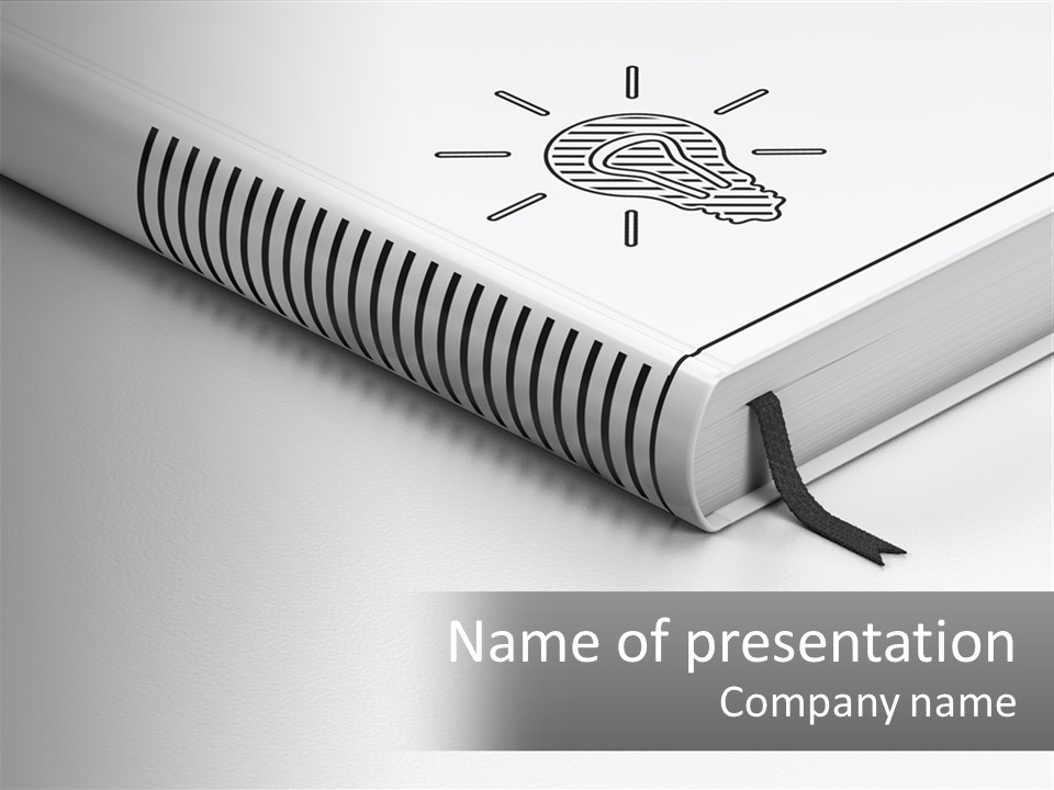 A White Book With A Black Ribbon On Top Of It PowerPoint Template