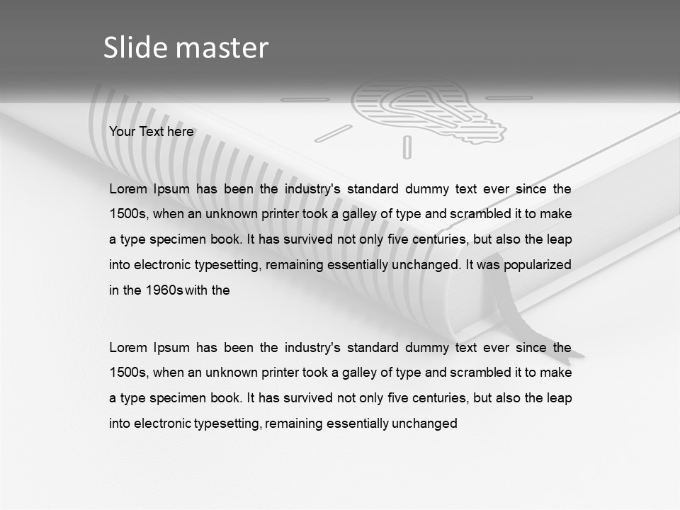 A White Book With A Black Ribbon On Top Of It PowerPoint Template