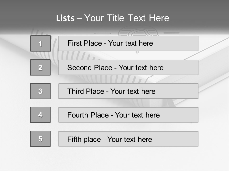 A White Book With A Black Ribbon On Top Of It PowerPoint Template