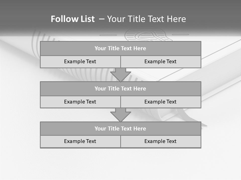 A White Book With A Black Ribbon On Top Of It PowerPoint Template