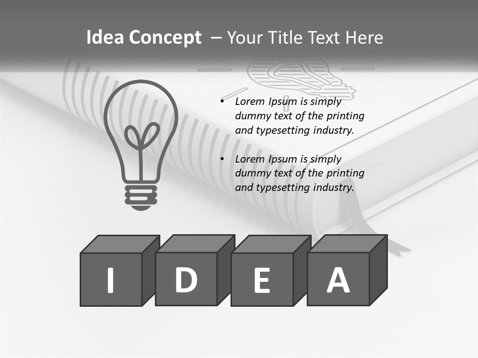 A White Book With A Black Ribbon On Top Of It PowerPoint Template