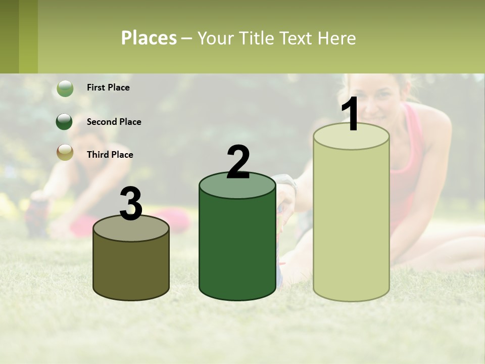 A Group Of Women Doing Stretching Exercises In A Park PowerPoint Template