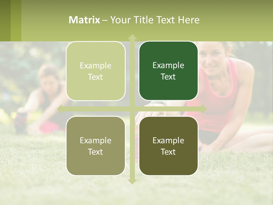 A Group Of Women Doing Stretching Exercises In A Park PowerPoint Template