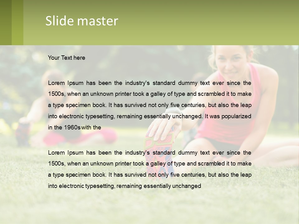 A Group Of Women Doing Stretching Exercises In A Park PowerPoint Template