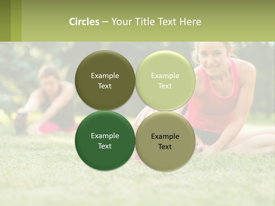 A Group Of Women Doing Stretching Exercises In A Park PowerPoint Template