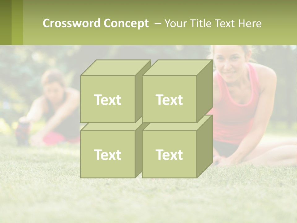 A Group Of Women Doing Stretching Exercises In A Park PowerPoint Template