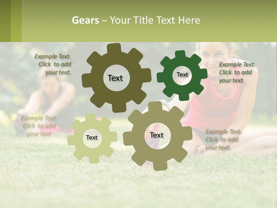 A Group Of Women Doing Stretching Exercises In A Park PowerPoint Template