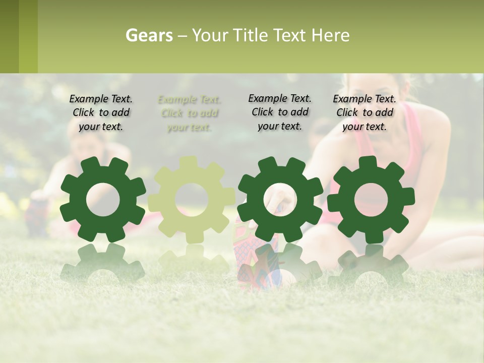 A Group Of Women Doing Stretching Exercises In A Park PowerPoint Template