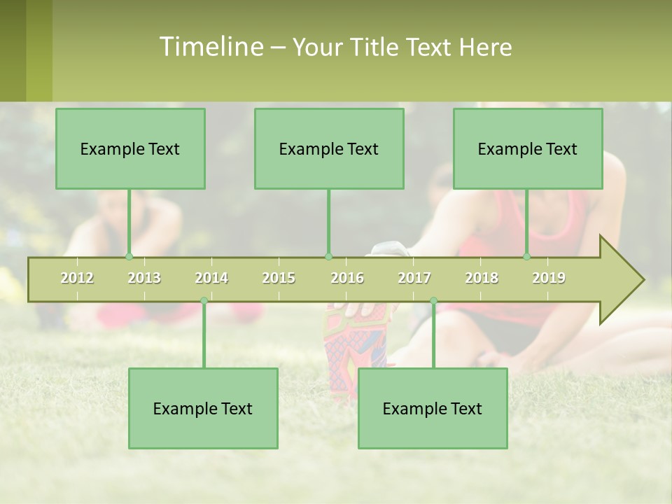 A Group Of Women Doing Stretching Exercises In A Park PowerPoint Template