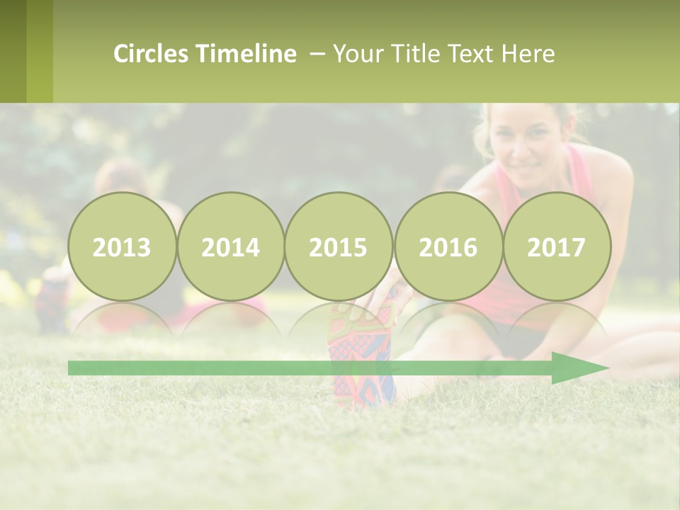 A Group Of Women Doing Stretching Exercises In A Park PowerPoint Template