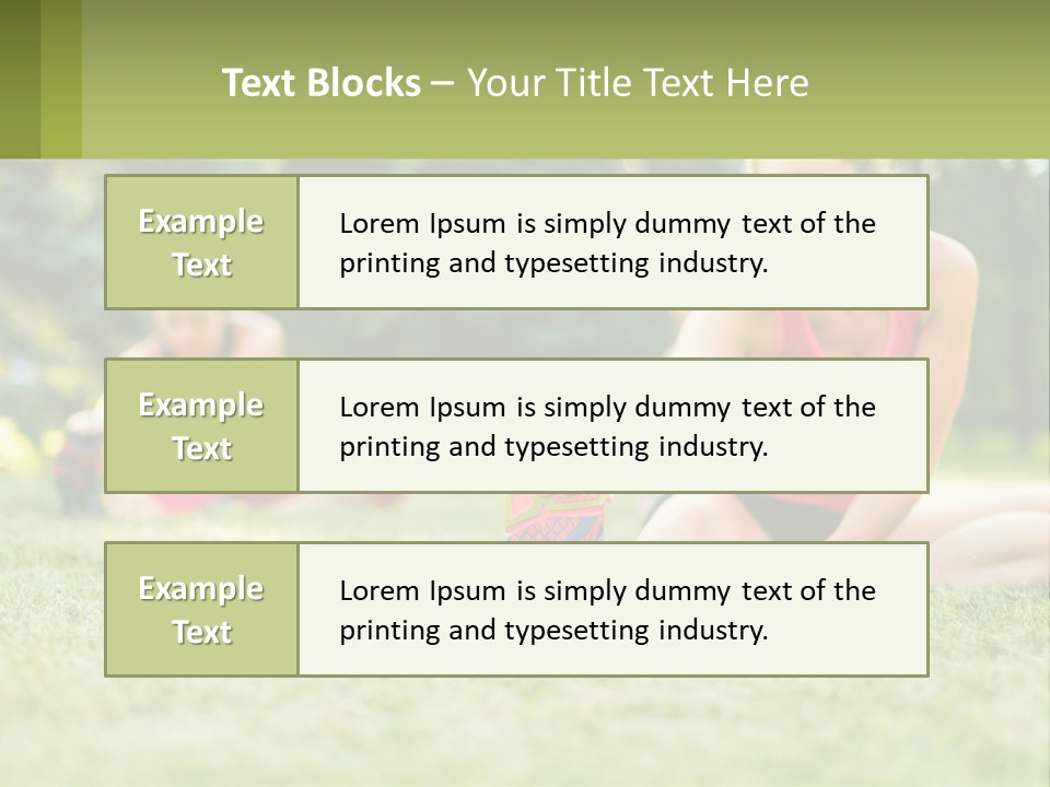 A Group Of Women Doing Stretching Exercises In A Park PowerPoint Template