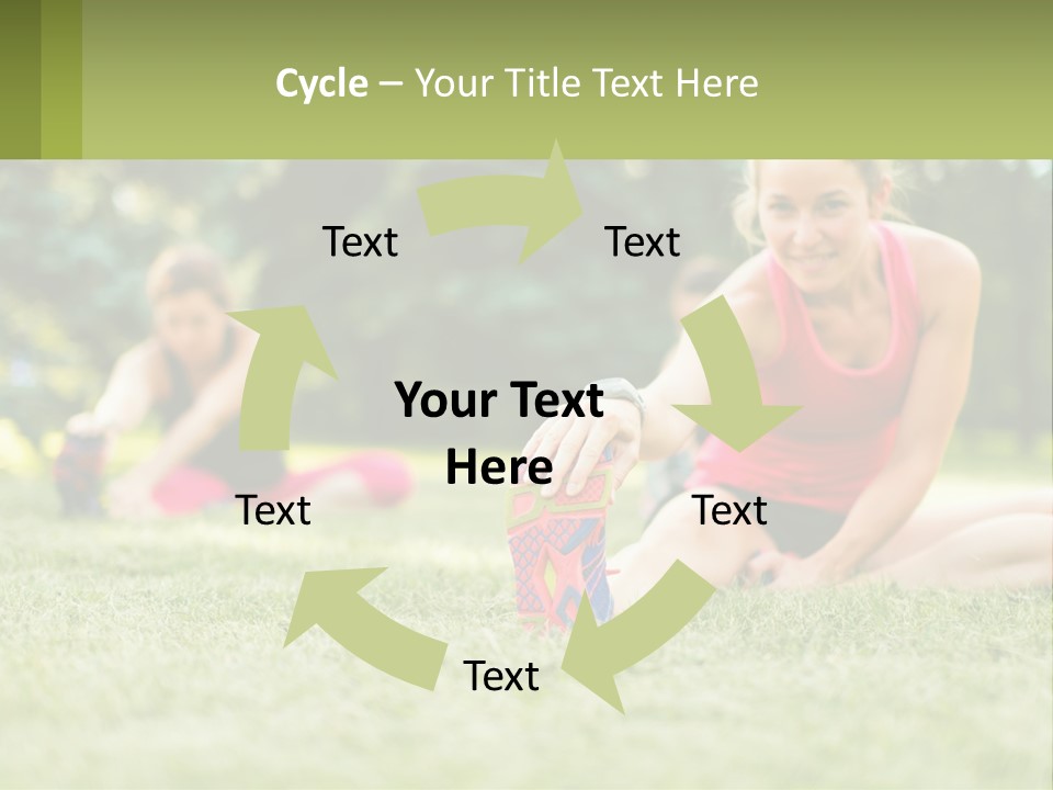 A Group Of Women Doing Stretching Exercises In A Park PowerPoint Template