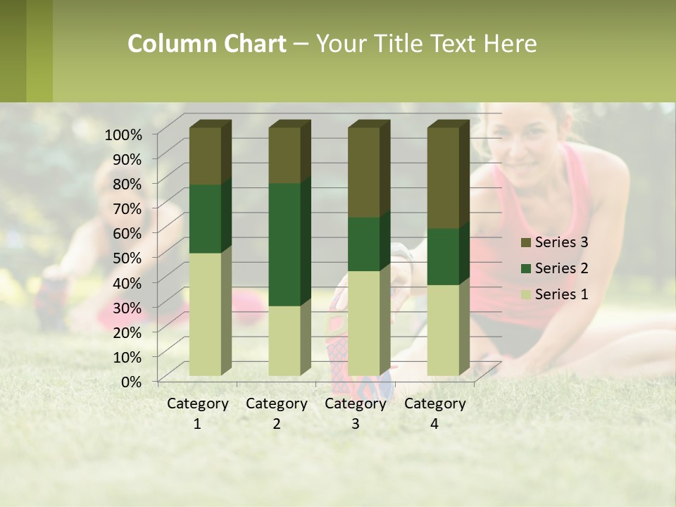 A Group Of Women Doing Stretching Exercises In A Park PowerPoint Template
