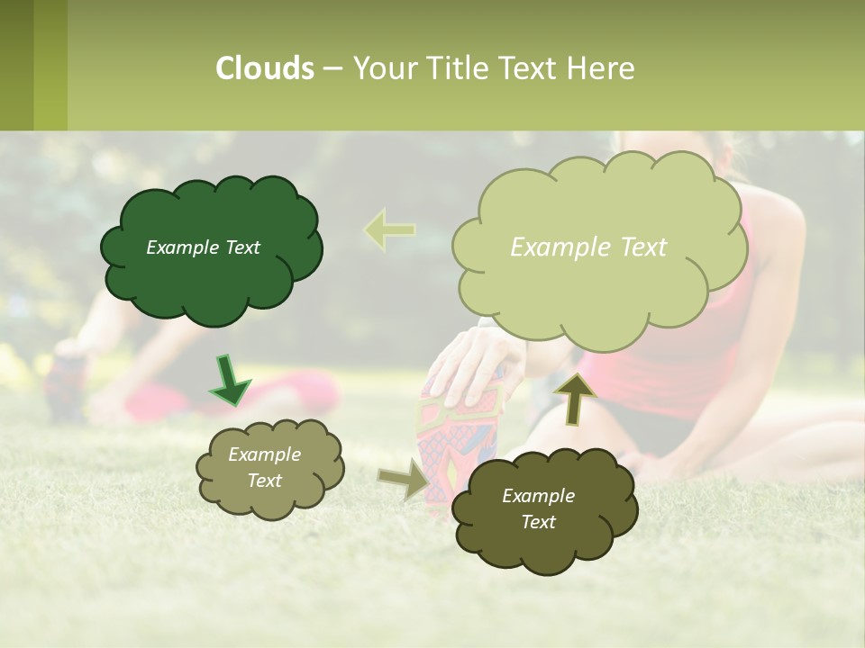 A Group Of Women Doing Stretching Exercises In A Park PowerPoint Template