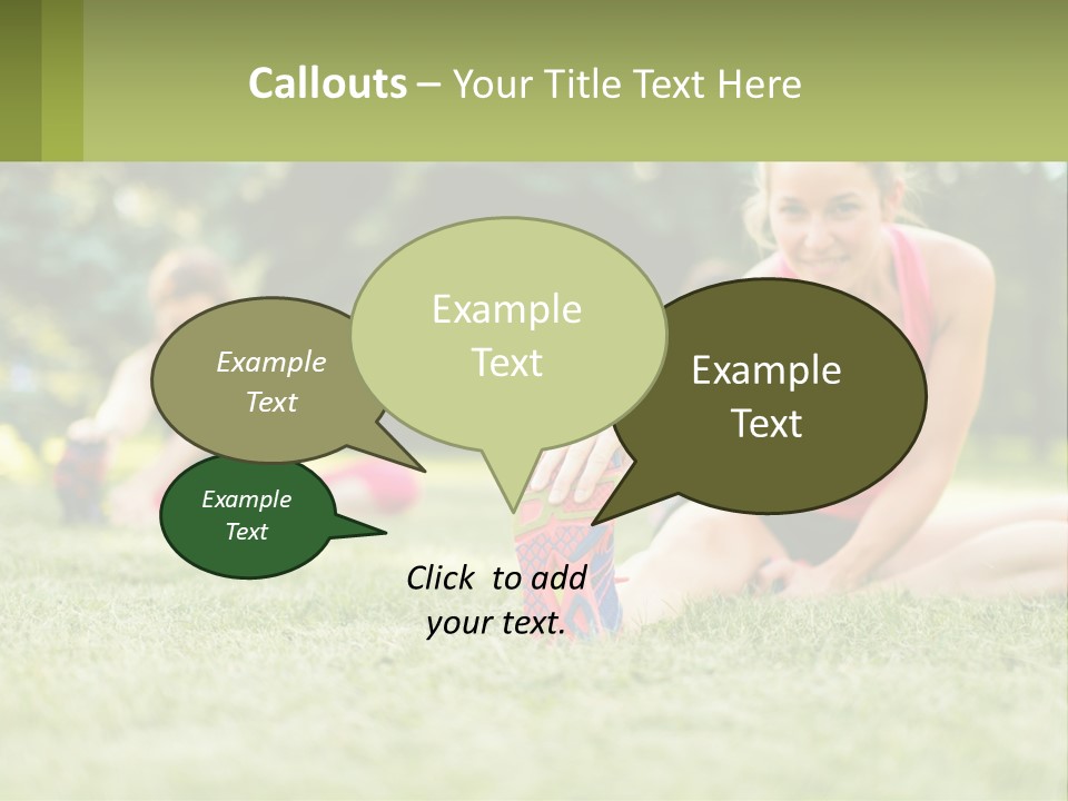 A Group Of Women Doing Stretching Exercises In A Park PowerPoint Template