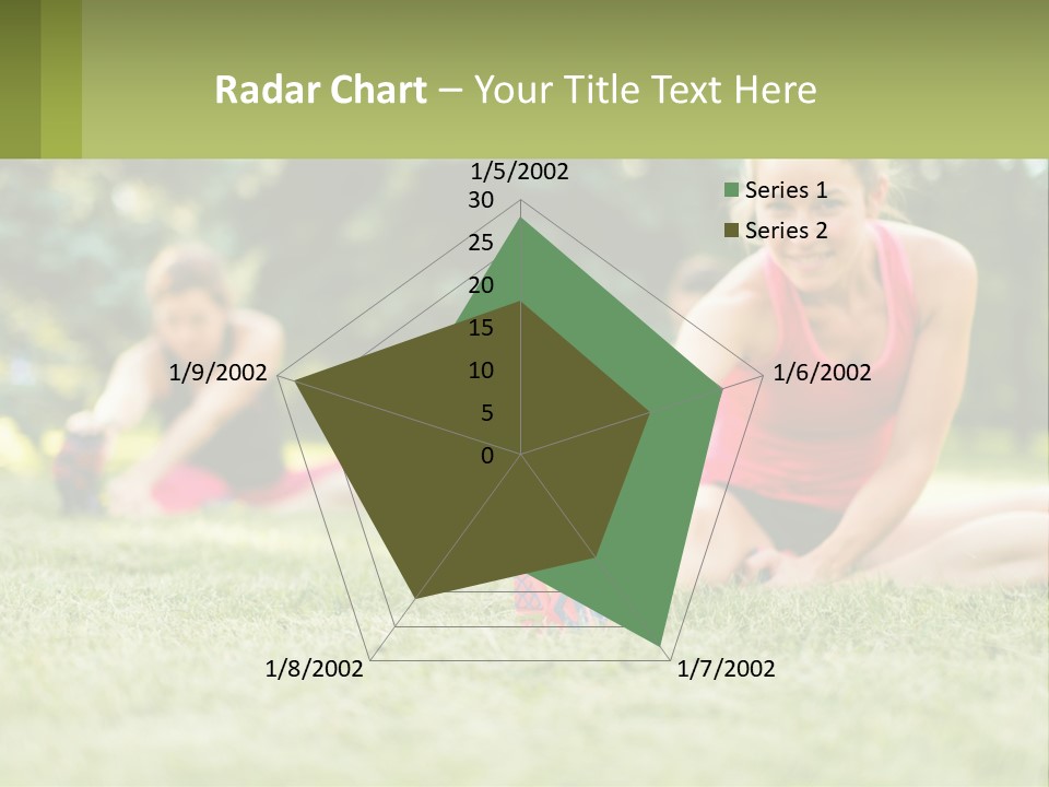 A Group Of Women Doing Stretching Exercises In A Park PowerPoint Template