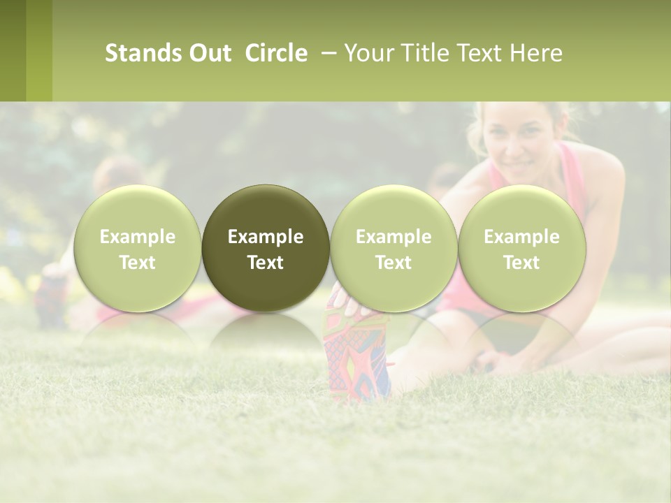 A Group Of Women Doing Stretching Exercises In A Park PowerPoint Template