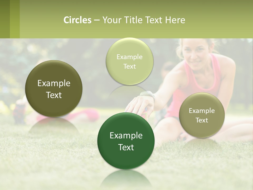 A Group Of Women Doing Stretching Exercises In A Park PowerPoint Template