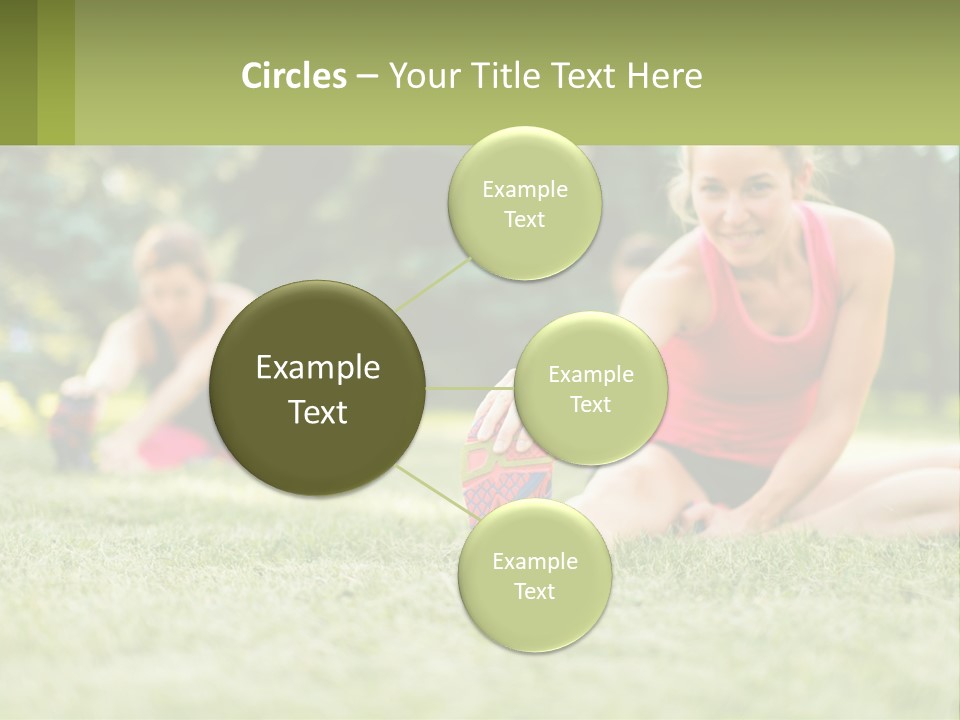 A Group Of Women Doing Stretching Exercises In A Park PowerPoint Template