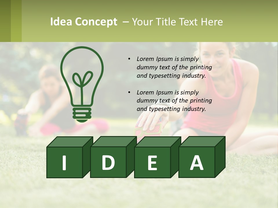 A Group Of Women Doing Stretching Exercises In A Park PowerPoint Template