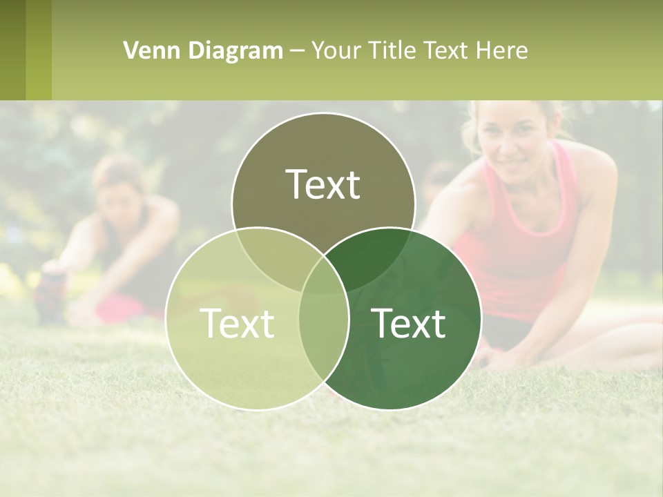A Group Of Women Doing Stretching Exercises In A Park PowerPoint Template